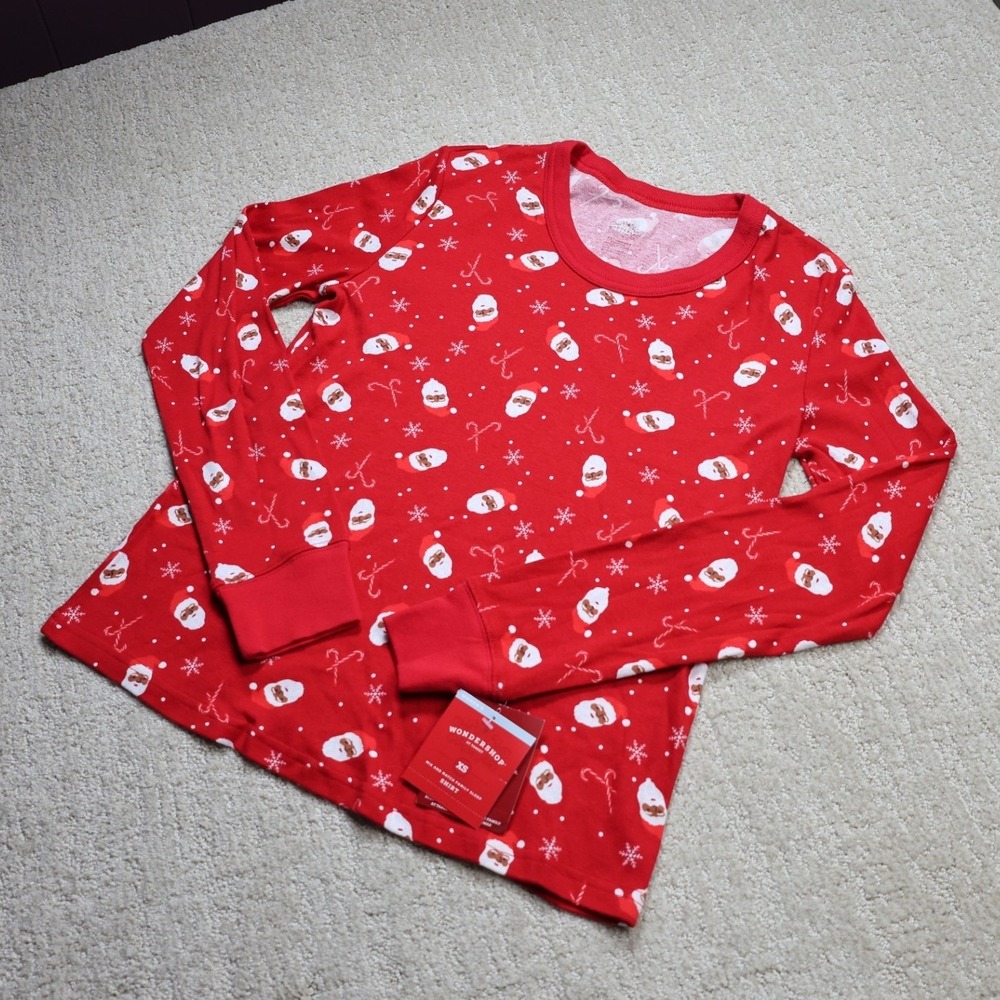Wondershop Target Womens XS Black Santa Christmas Pajama Sleep Shirt Red NWT